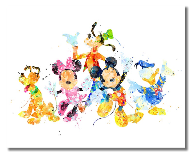 BigWig Prints Mickey And Minnie Prints - Minnie Mouse Wall Art, Mickey Mouse Wall Decor, Pictures for Kids Room, Donald & Daisy Duck Posters, Goofy, Pluto - Unframed Set of 6 (8x10) - Image 2